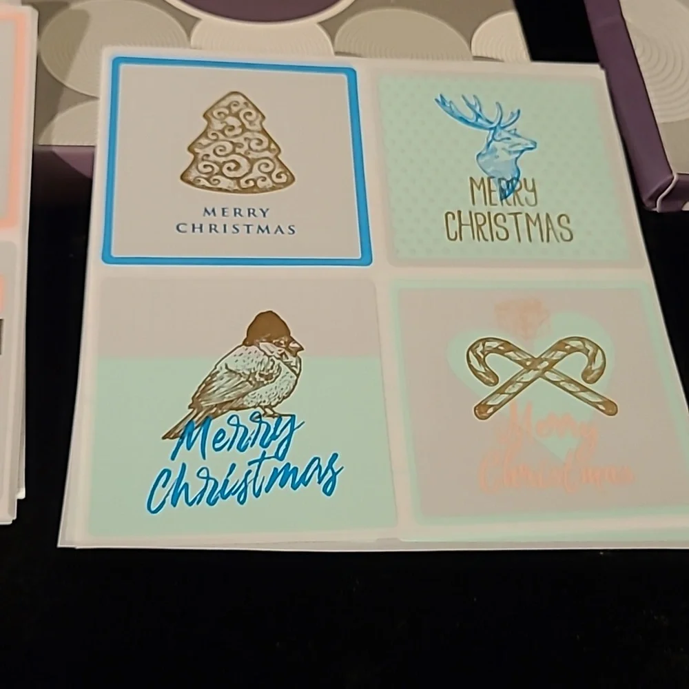 🎄56 Lux Christmas Stickers with Gold Foiling, 1.8 X1.8